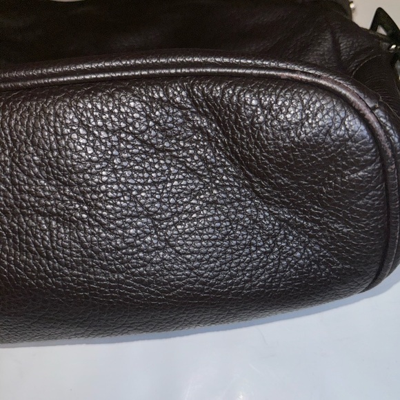 Vintage Italian Dark Brown Pebbled Leather Shoulder Bag Tote Bag - Picture 6 of 14